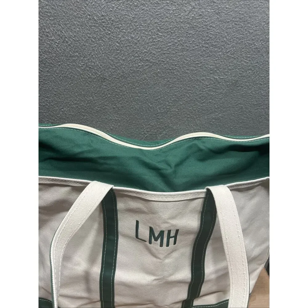 Vintage L.L. Bean Boat & Tote Canvas Bag XL Green White Made In USA NWOT - Picture 9 of 12